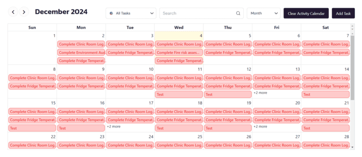 Health Check Calendar