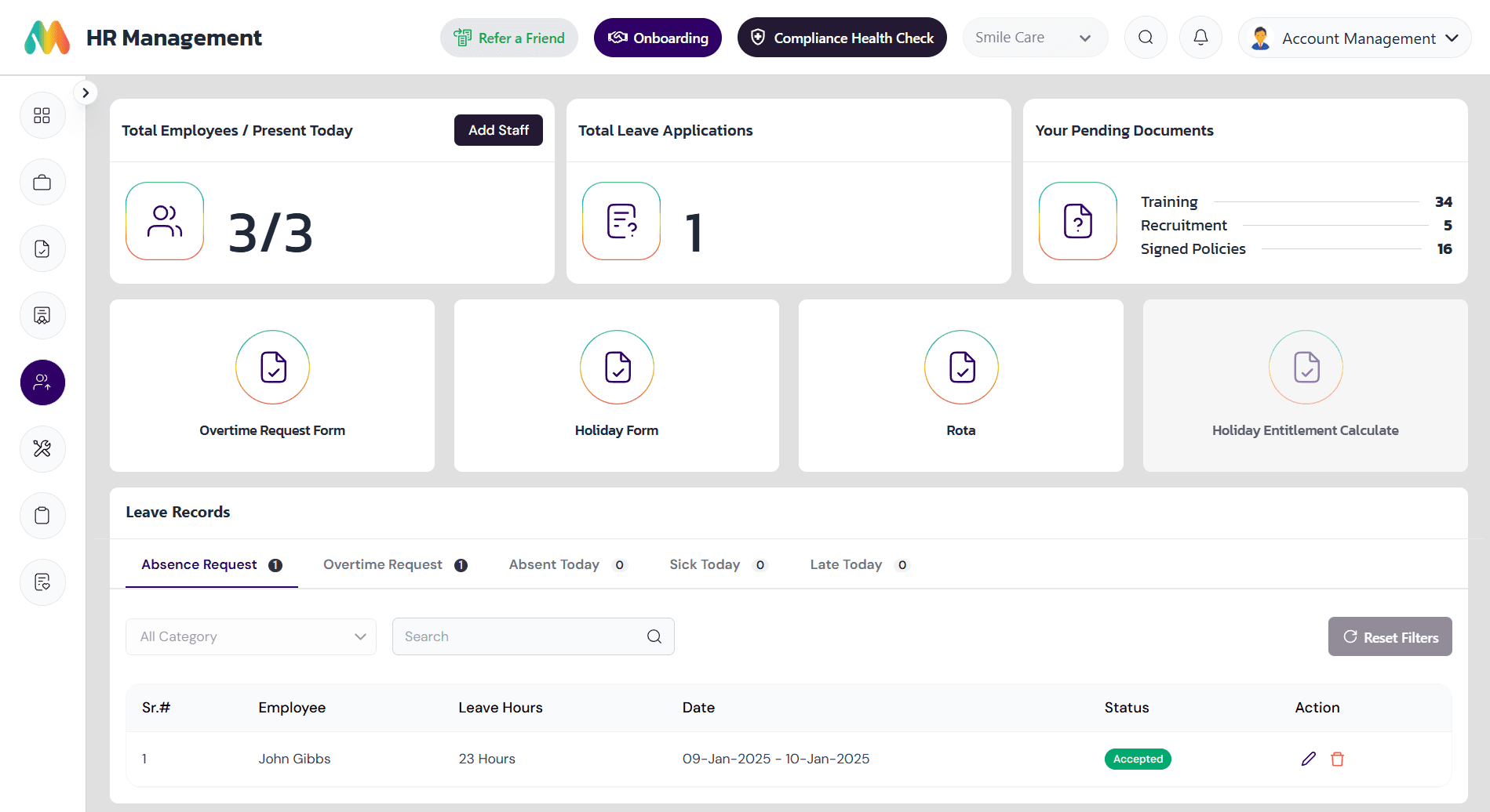 HR Management Dashboard