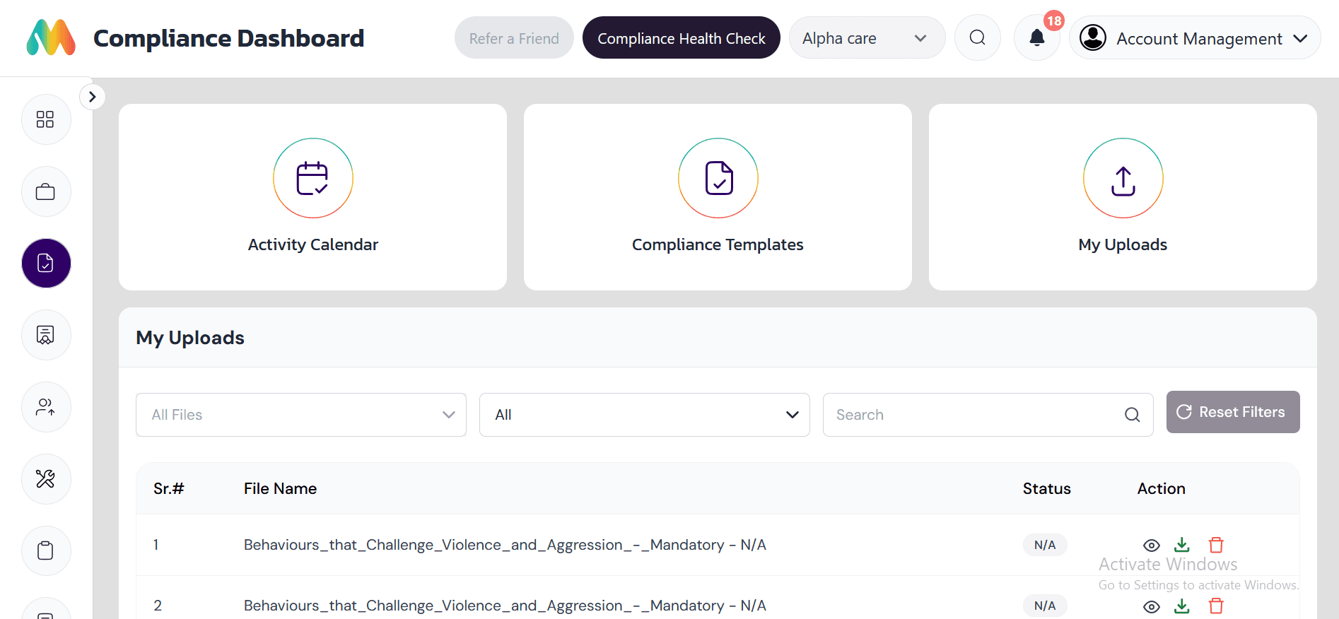 Compliance Dashboard
